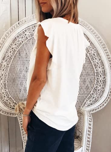 Women's Summer Ruffle Cap Sleeve V-Neck Top