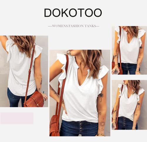 Women's Summer Ruffle Cap Sleeve V-Neck Top
