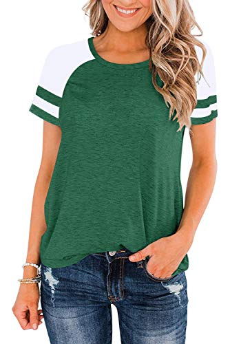 Heymiss Women's Color Block Short Sleeve Tee - Green