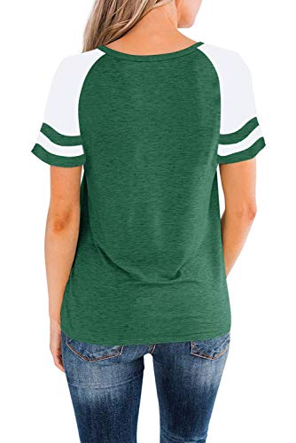 Heymiss Women's Color Block Short Sleeve Tee - Green