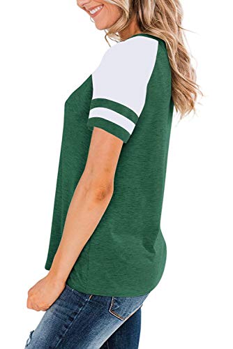 Heymiss Women's Color Block Short Sleeve Tee - Green