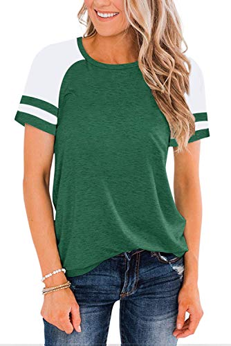 Heymiss Women's Color Block Short Sleeve Tee - Green