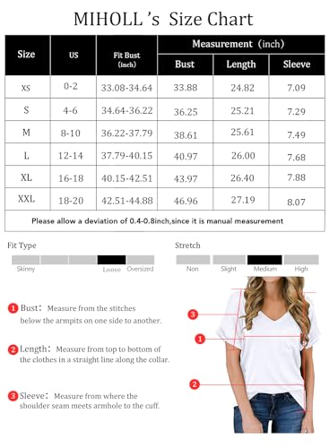 MIHOLL Women's Casual V-Neck Short Sleeve Tee
