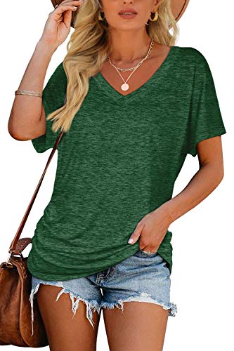 V-Neck Dolman Top for Women - Green