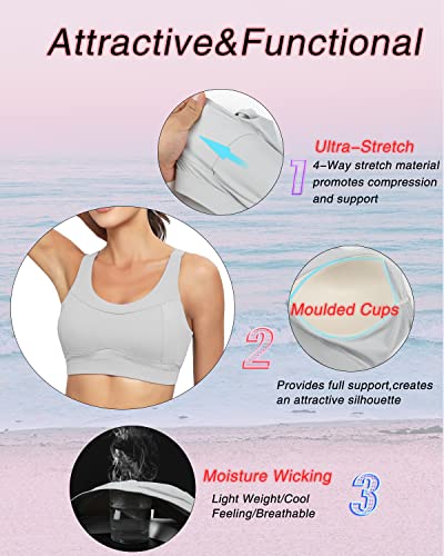 Women's Racerback Sports Bra Tank Top - Ice Grey