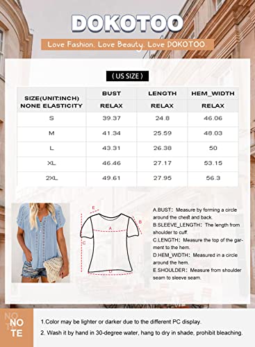Dokotoo Women's Lace Crochet V Neck Blouse - White