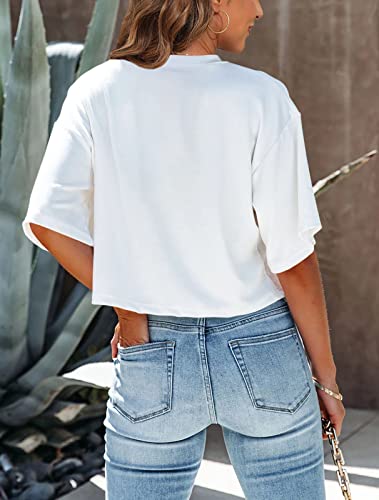 Women's Cropped Half Sleeve Casual T-Shirt Tops