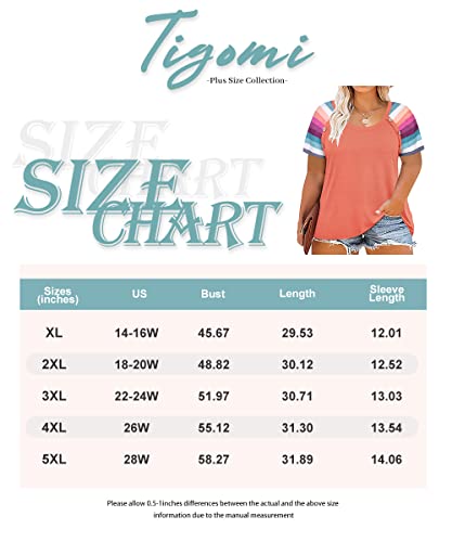 Plus Size Rainbow Sleeve Pink Casual T-Shirt