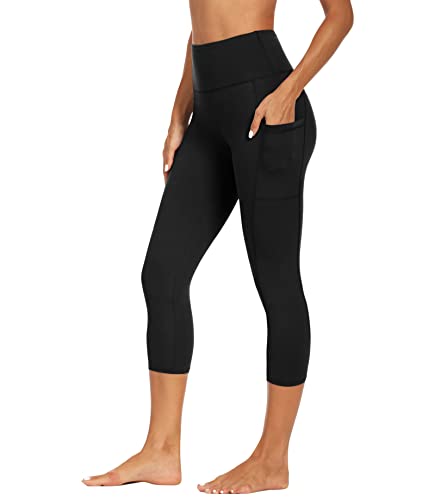 GAYHAY High Waisted Leggings with Pockets - C-Black