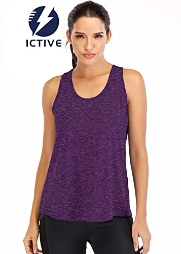 Dark Purple Mesh Racerback Workout Tank Tops for Women