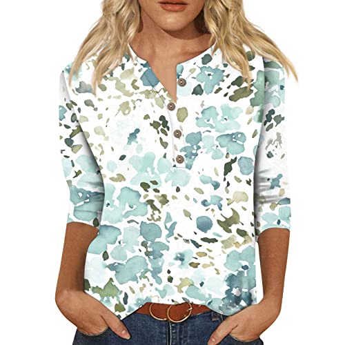 Trendy Women's 3/4 Sleeve Button Down Tops