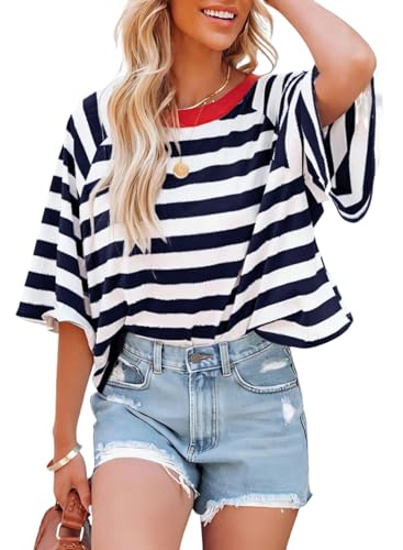 Dokotoo Women's Trendy Striped Summer Crop Tops