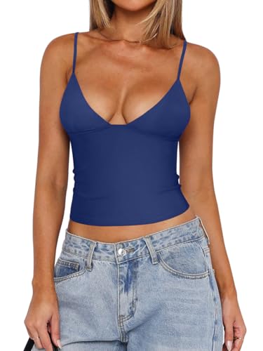 Reoria Women's Y2K V-Neck Cropped Cami Top