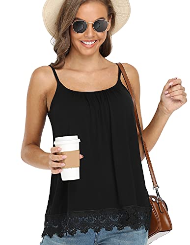 Lace Trim Adjustable Cami Tank Top for Women