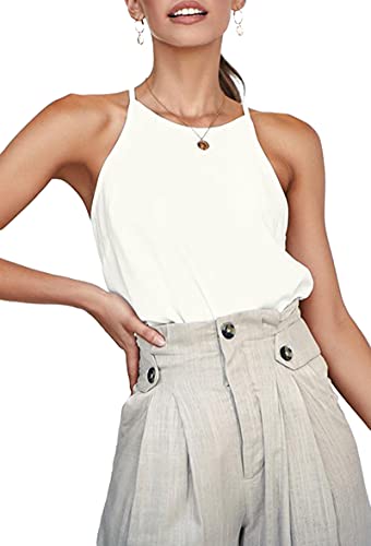 LouKeith Women's Sleeveless Halter Tank Top - Cream