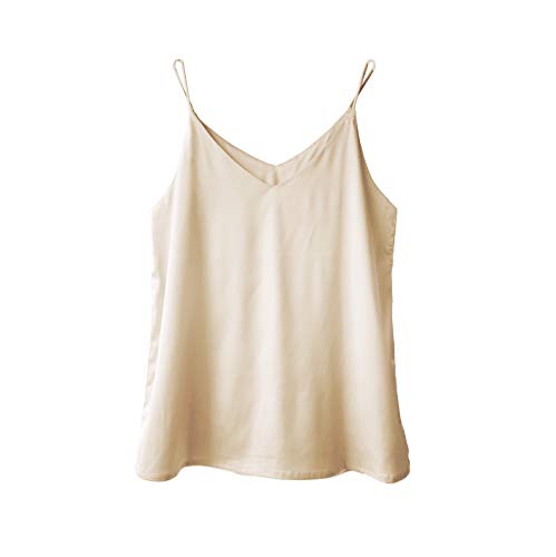 Wantschun Women's Silk Satin V-Neck Cami Top