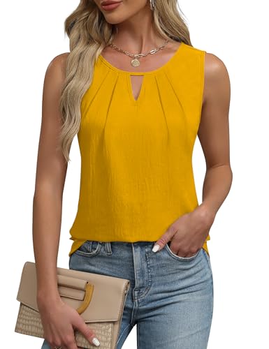 Blooming Jelly Women's Sleeveless Summer Blouse - Yellow