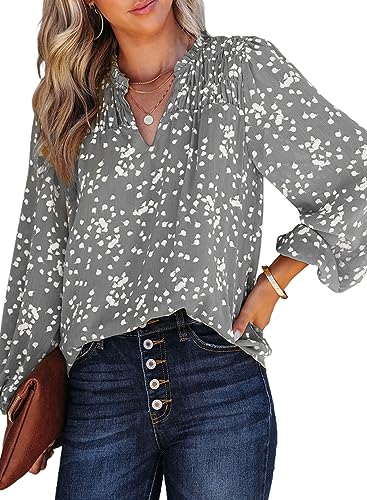 Dokotoo Women's Oversized Floral V-Neck Blouse