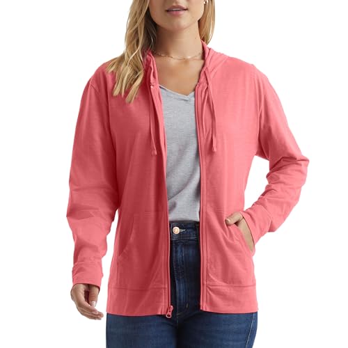 Hanes Women's Briny Pink Slub Jersey Fashion Hoodie