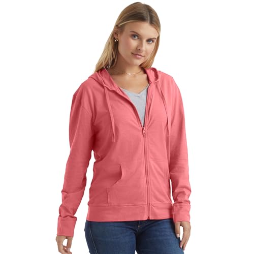 Hanes Women's Briny Pink Slub Jersey Fashion Hoodie