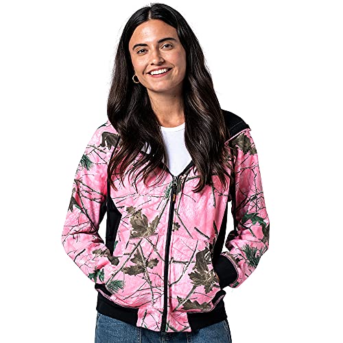 Women's Pink Camo Full Zip Up Hoodie