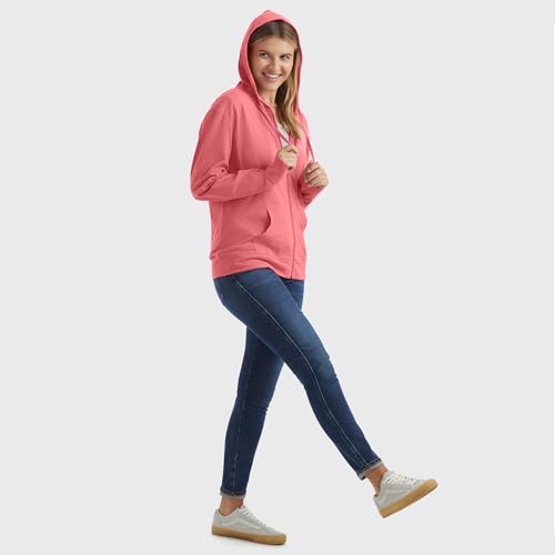 Hanes Women's Briny Pink Slub Jersey Fashion Hoodie