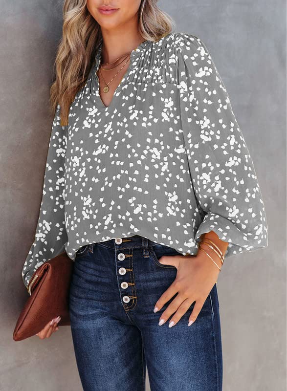 Dokotoo Women's Oversized Floral V-Neck Blouse