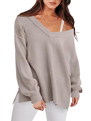Oversized Off-Shoulder V Neck Tunic Top for Women