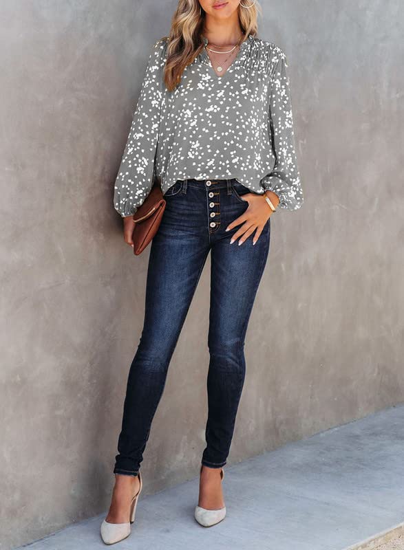 Dokotoo Women's Oversized Floral V-Neck Blouse