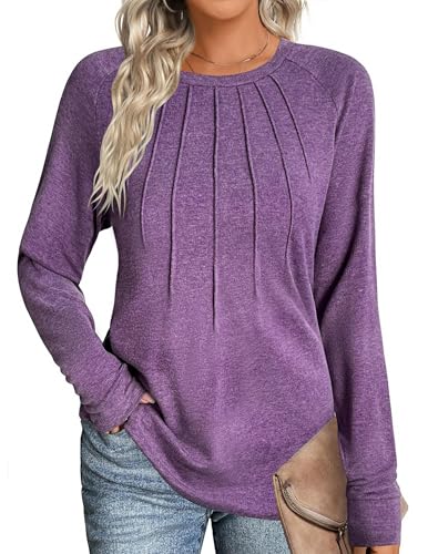 Trendy Purple Long Sleeve Tunic Top for Women