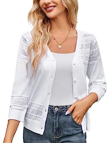 Grace Karin White Cropped Crochet Shrug Sweater