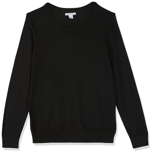 Women's Lightweight Crewneck Sweater, Plus Size, Black