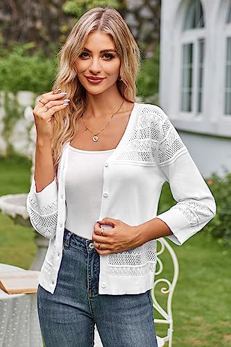 Grace Karin White Cropped Crochet Shrug Sweater