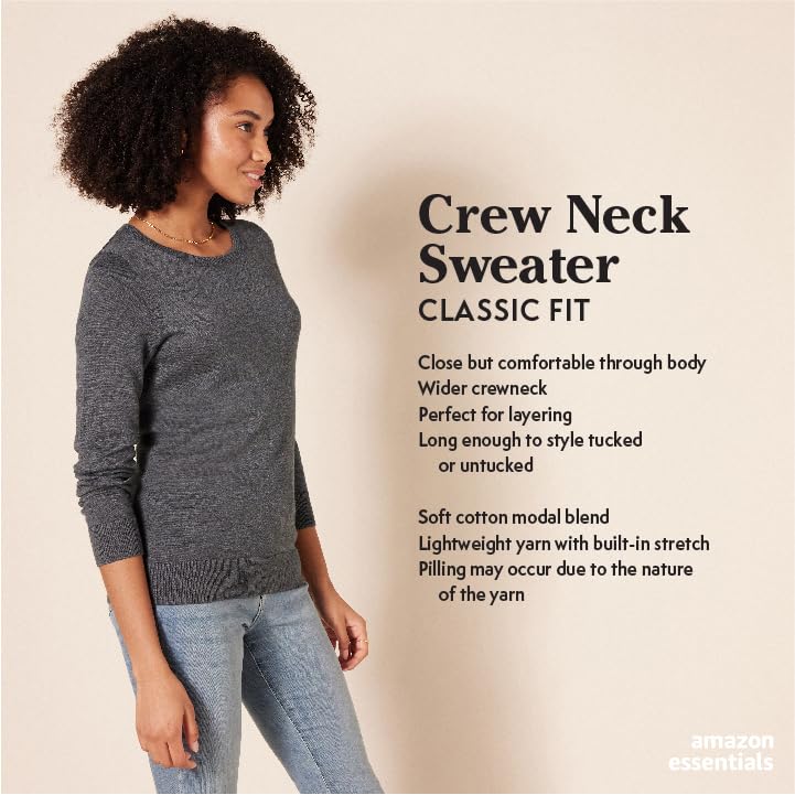 Women's Lightweight Crewneck Sweater, Plus Size, Black