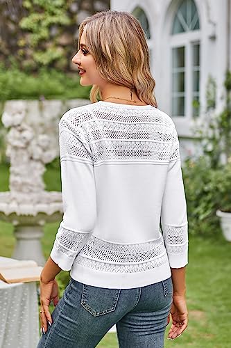 Grace Karin White Cropped Crochet Shrug Sweater