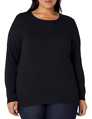 Women's Lightweight Crewneck Sweater, Plus Size, Black