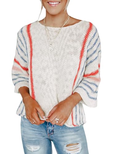 Dokotoo Women's Casual Color Block Knit Sweater