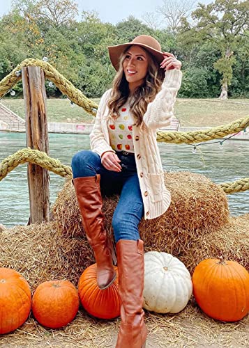 PRETTYGARDEN Beige Cable Knit Chunky Cardigan Sweater
