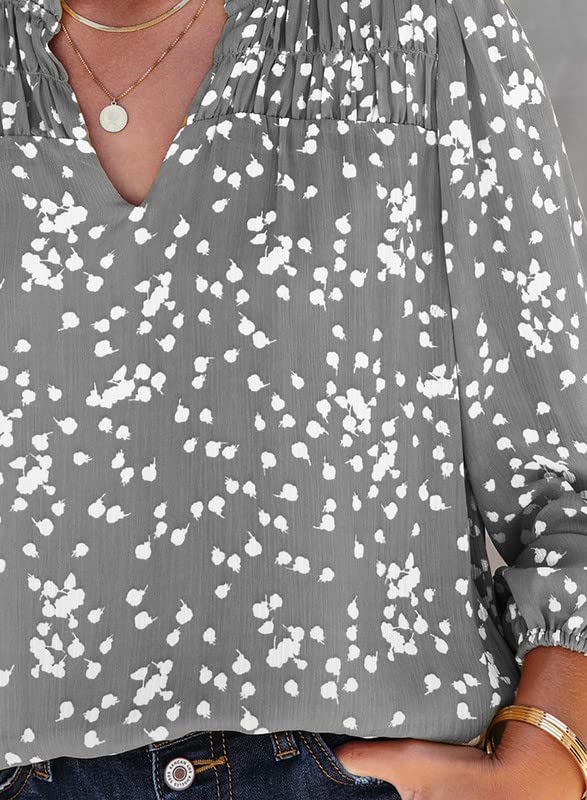 Dokotoo Women's Oversized Floral V-Neck Blouse