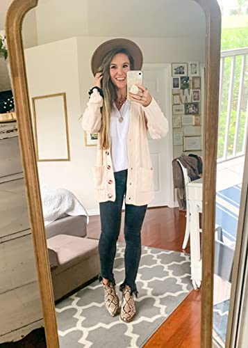 PRETTYGARDEN Beige Cable Knit Chunky Cardigan Sweater