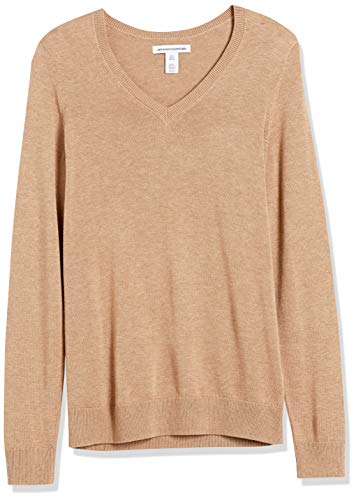 Women's Plus Size Long Sleeve V-Neck Sweater, Camel