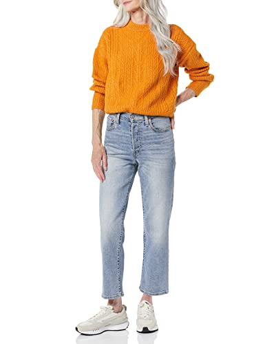 Women's Plus Size Soft-Touch Modern Cable Crewneck Sweater
