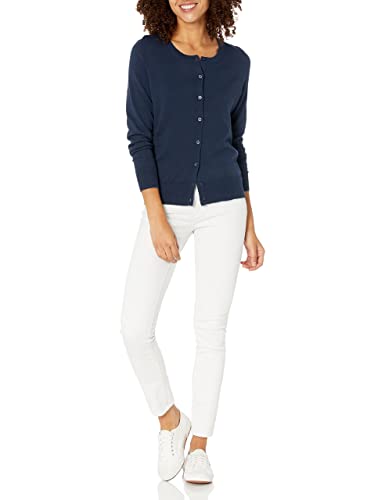 Navy Lightweight Crewneck Cardigan Sweater Women's Plus Size