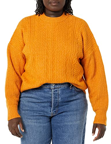 Women's Plus Size Soft-Touch Modern Cable Crewneck Sweater