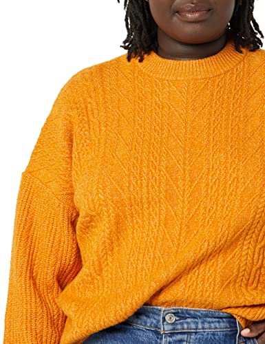 Women's Plus Size Soft-Touch Modern Cable Crewneck Sweater