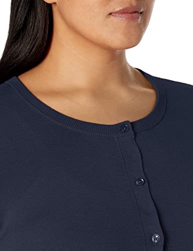 Navy Lightweight Crewneck Cardigan Sweater Women's Plus Size