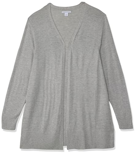 Women's Lightweight Grey Cardigan Sweater, Plus Size, Large
