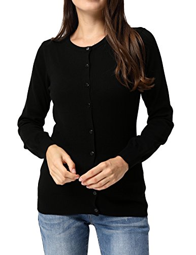 Black Long Sleeve Button Down Cardigan Sweater for Women