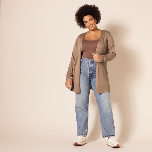 Women's Lightweight Grey Cardigan Sweater, Plus Size, Large