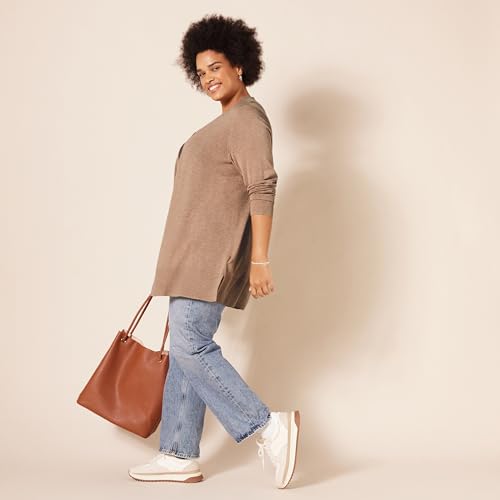 Women's Lightweight Grey Cardigan Sweater, Plus Size, Large